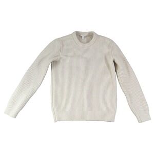 Gap Lambswool Sweater Women S Cream Ribbed Knit Pullover Crewneck Soft Warm Cozy